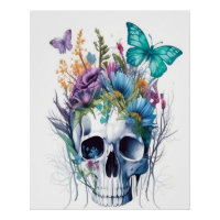 Der Zuckerschädel und die Wildblumen Mauer Kunst