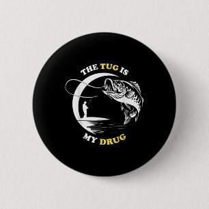 Der Zug ist meine Droge Fisch Angeln Fischer Spaß Button