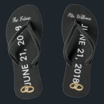 Der zukünftige individuelle Name Frau-Bridal Flip Flip Flops<br><div class="desc">Diese Schwarzweiss-Braut drehen Reinfälle können mit dem neuen letzten Namen der Braut besonders angefertigt werden um. Die Hochzeit drehen Reinfälle sagt "die zukünftige Frau" und hat einen Platz um, zum des Hochzeitsdatums des Paares zu erreichen. Jeder Schuh auch hat zwei GoldEheringe dargestellt. Braut drehen Sie Reinfälle machen einen netten Zusatz...</div>