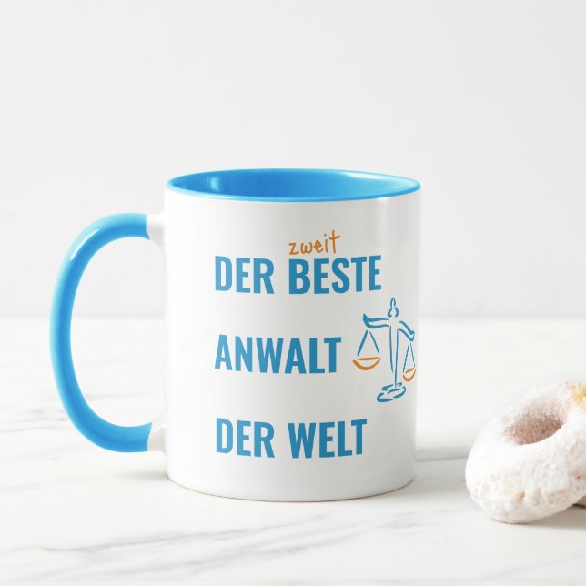 Der zweitbeste Anwalt der Welt. Lustige Geschenk. Tasse (Mit Donut)