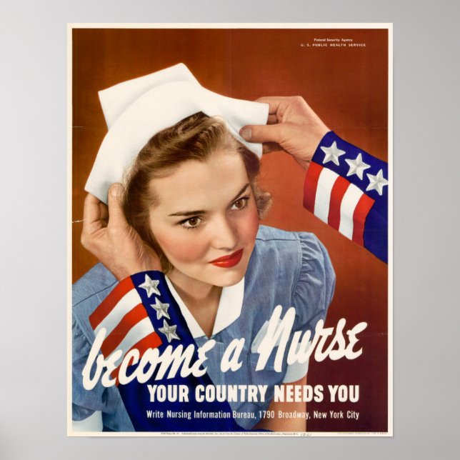 Der Zweite Weltkrieg wird zur Krankenschwester Poster (Vorne)