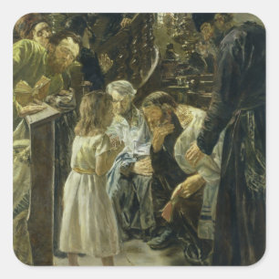Der Zwölfjährige Jesus im Tempel, 1879 Quadratischer Aufkleber