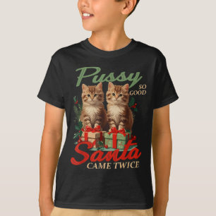 Derb Weihnachtskatze Unanständig Lustig Gag Streic T-Shirt