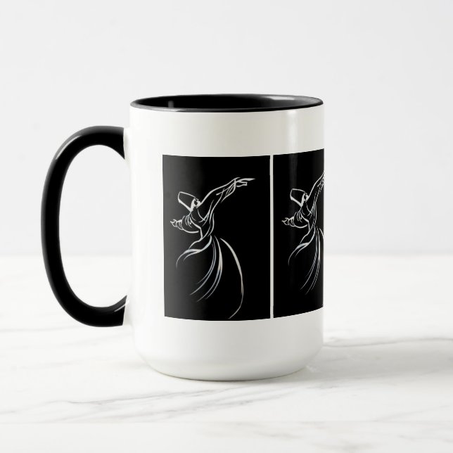 Derbische Linie Zeichnend Kalligrapie-Stil in Weiß Tasse (Links)