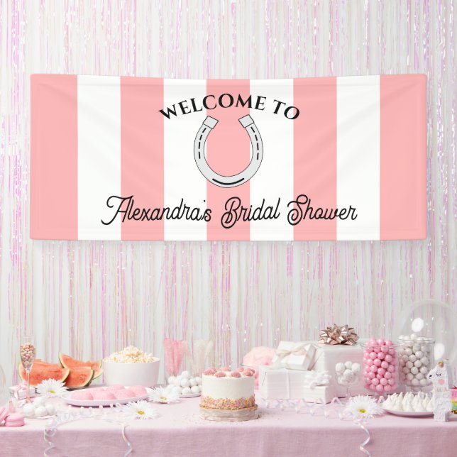 Derby Brautparty Pink Stripes Horseshoe Willkommen Banner (Party)