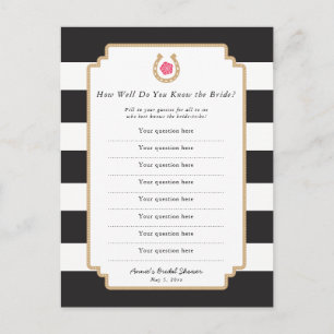Derby Bride Quiz Spring Brautparty Game Card Einladungspostkarte