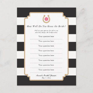 Derby Bride Quiz Spring Brautparty Game Card Einladungspostkarte