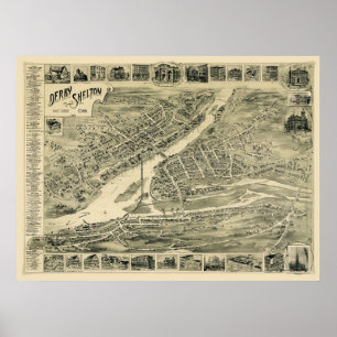 Derby, CT Panoramic Map - 1899 Poster