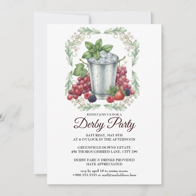 Derby Day Mint Julep Horse Race Party Invitation Einladung (Vorderseite)