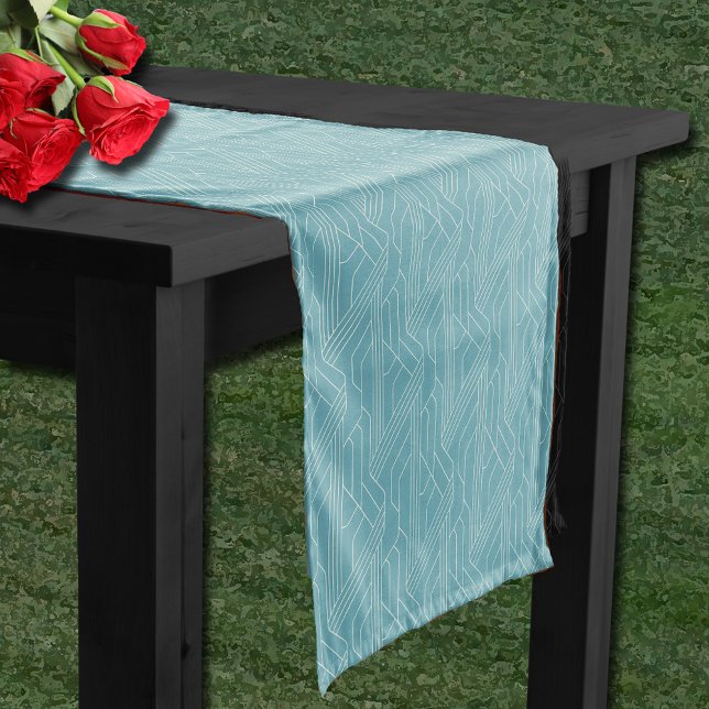 Derby Day Party Elfenbeinmuster Türkis Kurzer Tischläufer (Derby Day Party Ivory Pattern Turquoise Short Table Runner)