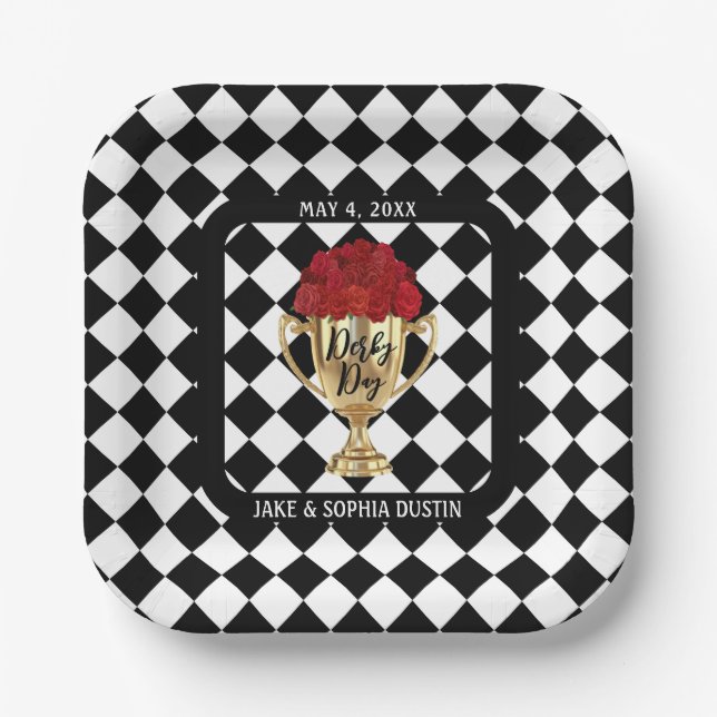 Derby Day Trophy and Roses Pappteller (Vorderseite)