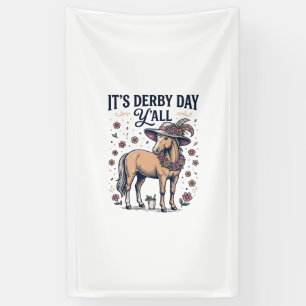 Derby Day Y'all Pferd Blumenhut Banner