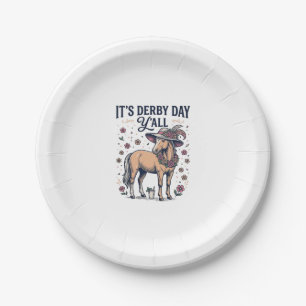 Derby Day Y'all Pferd Blumenhut Pappteller