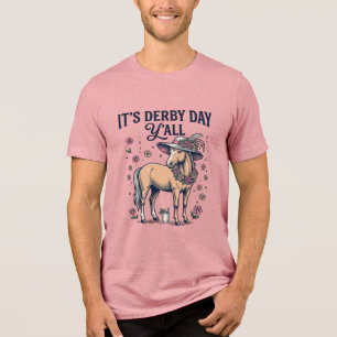 Derby Day Y'all Pferd Blumenhut Tri-Blend Shirt