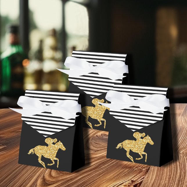 Derby Gold Racehorse und Jockey Geschenkschachtel (Gold racehorse Derby favor boxes are 3"w x 1.5"l x 3.25"h, ships flat, simple assembly required.)