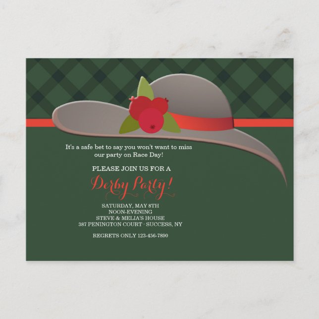 Derby Hat Post Card Einladungspostkarte (Vorderseite)