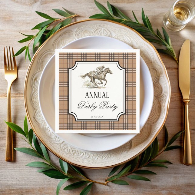 Derby horse racing party elegant gingham serviette (Derby horse racing party elegant gingham personalized napkins equestrian party supplies)