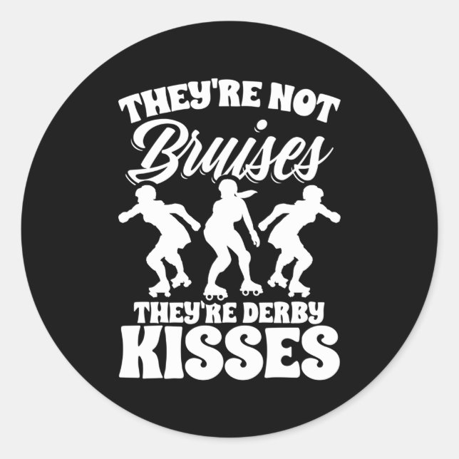 Derby Kisses Roller Derby Skater Skate Roller Ska Runder Aufkleber (Vorderseite)