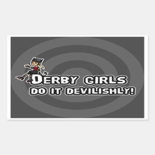 Derby-Mädchens tun es teuflisch Rechteckiger Aufkleber