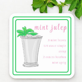 Derby Mint Julep Bar Rezpe Preppy Border Rechteckiger Pappuntersetzer