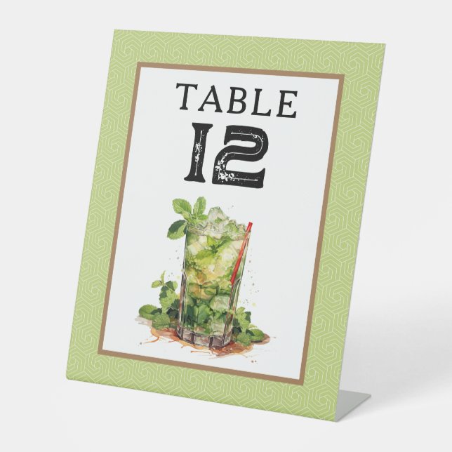 Derby Mint Julep Tischnummer Sockelschild (Vorderseite)