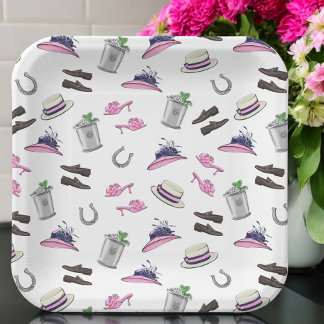 Derby Party Attire Mint Julep Horseshoe Pappteller