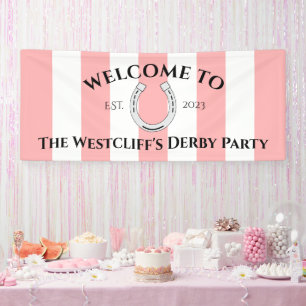 Derby-Party-Dekor Rosa Streifen Hufeisen Willkomme Banner