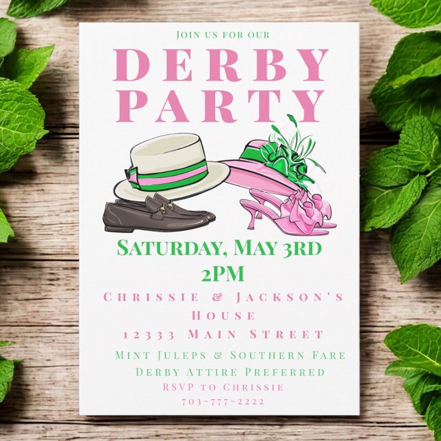 Derby Party Extravagant Hats Shoes Fashion Preppy Einladung (Von Creator hochgeladen)