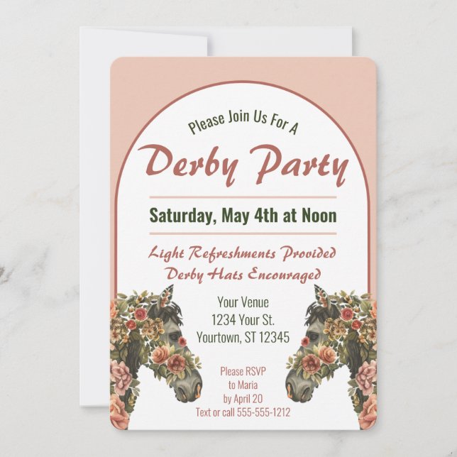 Derby Party Floral Race Race Arch Einladung (Vorderseite)