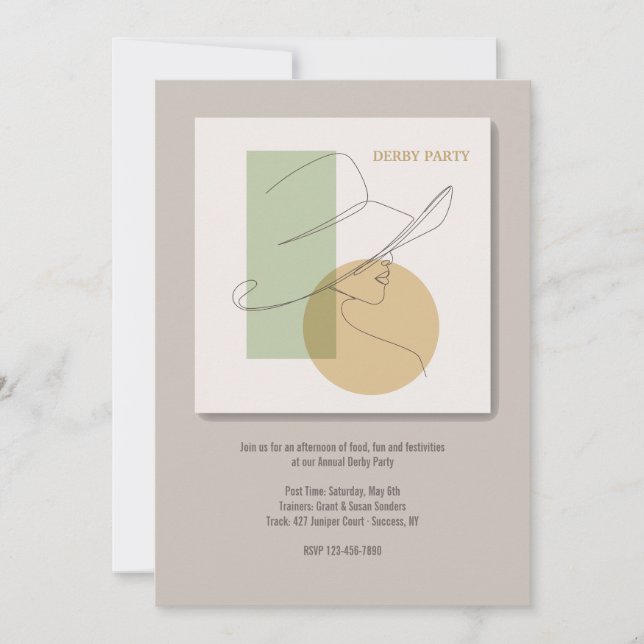 Derby Party Handgezeichnet weibliche Einladung (Vorderseite)