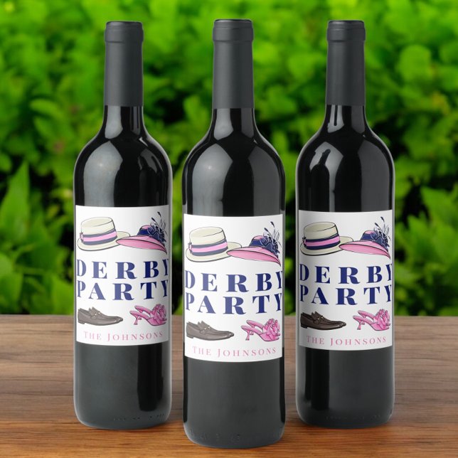 Derby Party Hat Shows Fashion Preppy Navy Weinetikett (Von Creator hochgeladen)