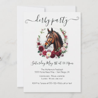  Derby Party Invitation Card with Floral