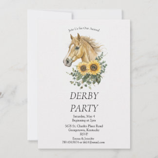  Derby Party Invitation – Horse Head Floral Sunflo Einladung