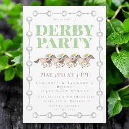 Derby Party Pferde Racing Wasserfarbe Einladung