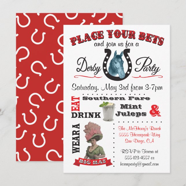 derby Party Poster Einladung (Vorne/Hinten)