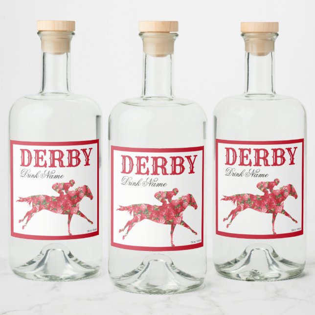 Derby Party Rote Rosen Drink Alkoholflaschenetikett (Flaschen)