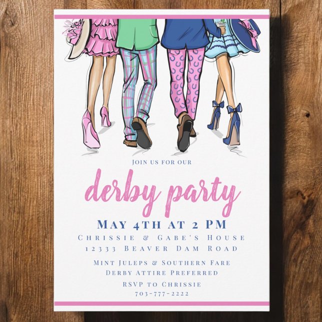 Derby Party Stilvolle Paare Preppy Racing Einladung (Von Creator hochgeladen)