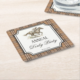 Derby-Pferderennen elegante Gingham-Party-Geschenk Rechteckiger Pappuntersetzer
