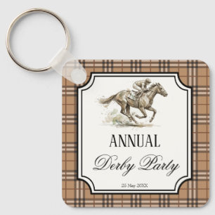 Derby-Pferderennen elegante Gingham-Party-Geschenk Schlüsselanhänger