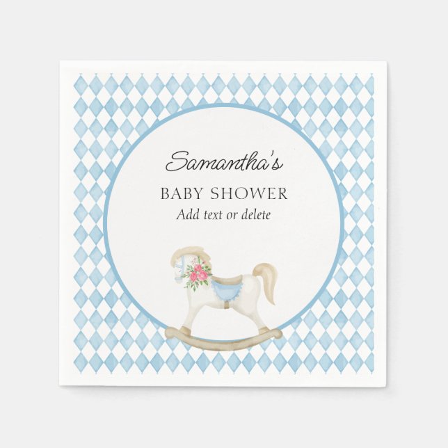 Derby Race Rocking Horse Watercolor Babydusche Serviette (Vorderseite)