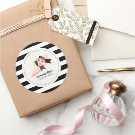 Derby Style Big Pink Hat Rose 1. Geburtstag Runder Aufkleber