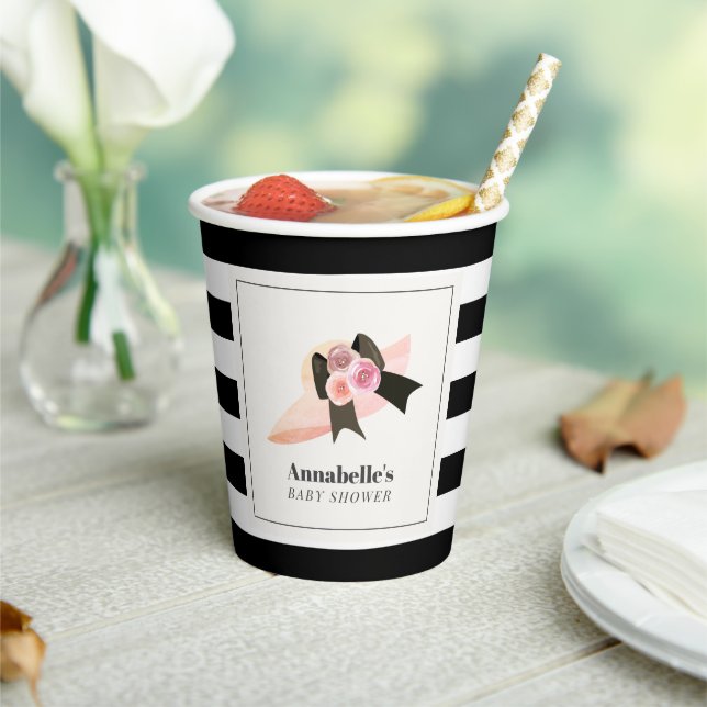 Derby Style Big Pink Hat Rose Baby Dusche Pappbecher (In Situ)