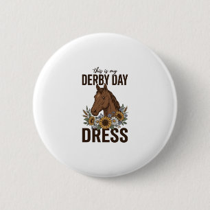 Derby-Tag-Kleid Vintage-Pferd-Blumen-Shirt-Design Button