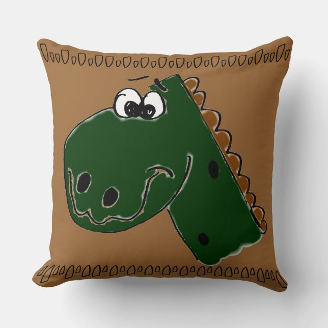 Derby the Dinosaurier (braun) Kissen (Vorderseite)