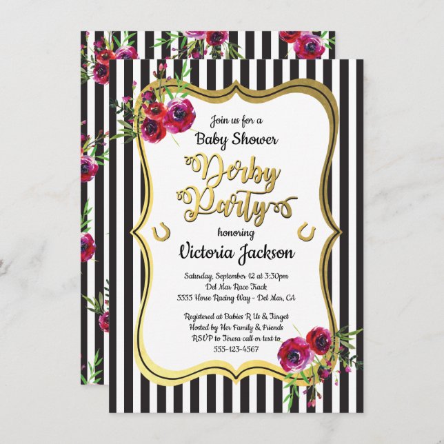 Derby Thème Baby Shower Invitations (Devant / Derrière)