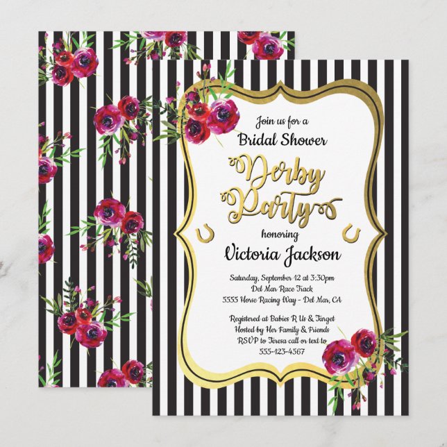 Derby Themed Bridal Dusche Einladungen (Vorne/Hinten)