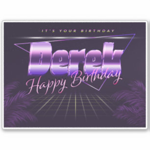 Derek Name Vorname lila retro Sticker Geburtstag