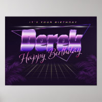 Derek Nom Vorname lila retro Poster Geburtstag
