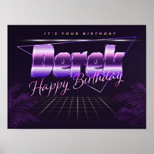 Derek Nom Vorname lila retro Poster Geburtstag