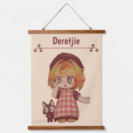 Deretjie, meisje chibi. wandteppich mit holzrahmen